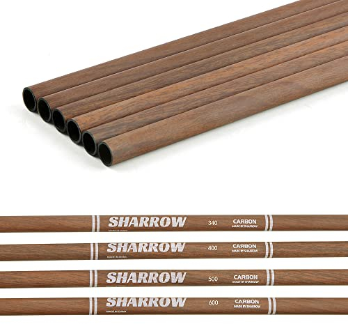 AMEYXGS 31 Zoll Pur Carbon Pfeilschäfte Carbonpfeil Schaft 340/400/500/600 Spine Pfeil Schaft Rohre Jagdpfeile ID 6,2 mm für DIY Zielpfeile Bogenpfeile (6pcs, Spine 500)