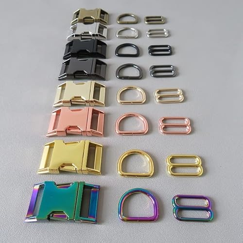 XINGMA 1Set 15mm 20mm 25mm Pet Dog Collar Paracord Metal D Ring Slider Belt Loop Side Release Buckle Accessory Outdoor Hardware
