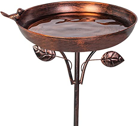 VEWOGARDEN Fågelbad i metall för trädgården, 30 cm (12 tum), fågelbadskål med 5 basinsatser, vintagestil, för utomhusbruk, stående fågelmatare/bad i gjutjärn