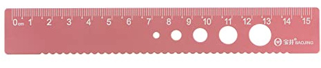 sourcing map Gerade Lineal 15cm Metrische Aluminiumlegierung Lineal Wellenkante mit Hohl Kreis Messwerkzeug für Kinderstudieren Klassenzimmer Büro Altrosa