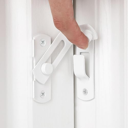 4 Packungen weiße 90-Grad-Flip-Scheunentürschlossriegel | Edelstahl-Torriegel, geeignet für Schiebetüren, Gartentore, Weinschrank, Schrank, Haustierkäfig, französische Türen, Zauntore