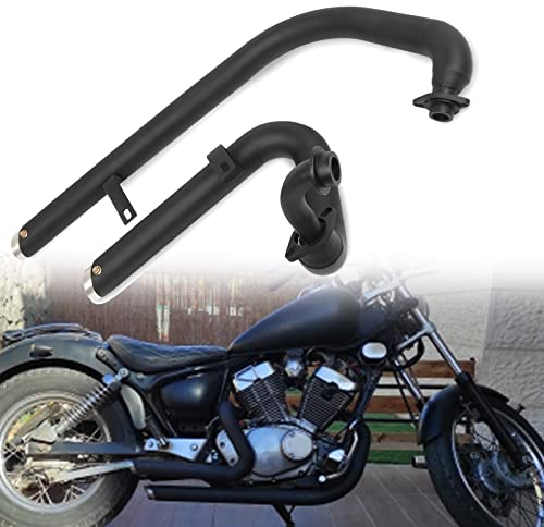 Motorrad Vollschalldämpfer Auspuffanlage + Schalldämpfer Edelstahl Für Yamaha Virago 250 XV125 125 XV 125 XV250 (Color : Schwarz)