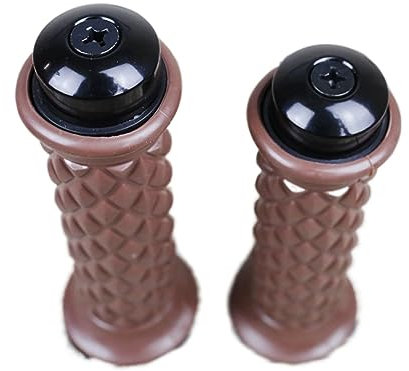 WOMELF 22 mm Universal Grid Vintage Motorrad Cafe Racer Refit Griffe für Lenker aus Gummi für Motorräder mit Blance Lock (Color : Brown with Black Ende)