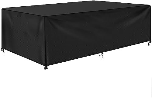Jianghu Art Housse Salon de Jardin 200x120x75cm Exterieur Bache Table De Jardin, Housse de Table ExtéRieur BâChe de Protection éTanche Tissu Oxford ImperméAble, RéSistance au Vent, Anti-UV