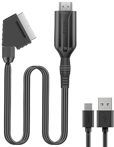 SZJUNXIAO Scart auf HDMI Kable Konverter Neuer All-in-One Adapter Scart auf HDMI mit HDMI Kable und Scart Kabel Full HD 1080P Video Audio Wandler für HDTV STB VHS Xbox PS3 Sky DVD Blu-ray usw