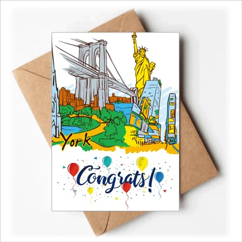 US New York Amerika Aquarell Hochzeitskarten Glückwunsch Gruß Umschläge