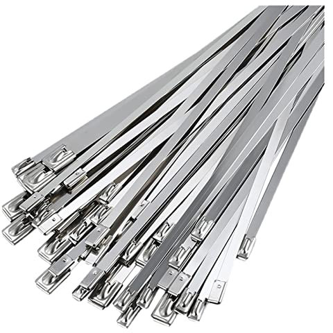 Steel Cable Ties,Cable Ties, 10-200 Pcs 10mm 0.39 Inch 304 Stainless Steel Cable Twist Tie Lock Metal Zip Wrap Coated Metal Detectable Cable Tie (Color : 10PCS, Size : 10x600mm) ( Color : 20pcs , Size