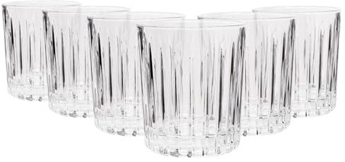 Rink Drink Fluted Whisky Glasses - Pack of 6-310ml - Dishwasher Safe Cups Safe Old Fashioned Tumbler Glasses Drinking Water, Whisky & Juice Drinking
