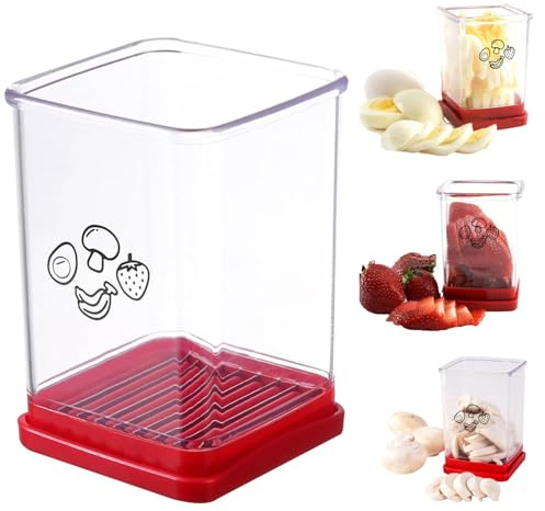 New Fruit and Vegetable Speed Slicer with Push Plate,Fruit Slicer Cup Egg Slicer Stainless Steel Banana Strawberry Cutter Kitchen Portable Slicing Tool Vegetables Cutting Kitchen Gadget