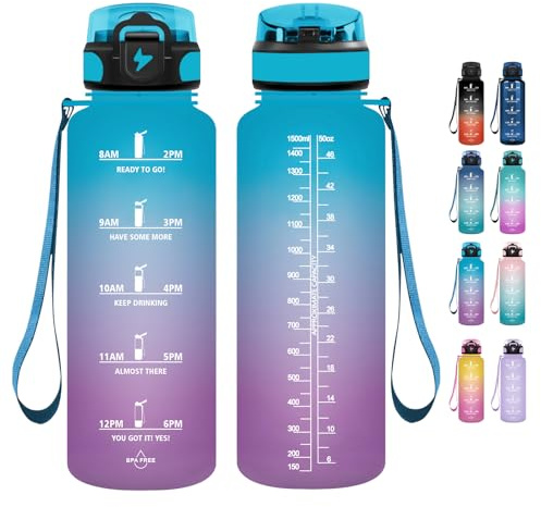 Grsta dricksflaska 1,5 liter – drickflaska med sugrör BPA-fri, sportvattenflaska, lämplig för kolsyrade drycker, vattenflaska för gym, cykel, fitness, camping och skola