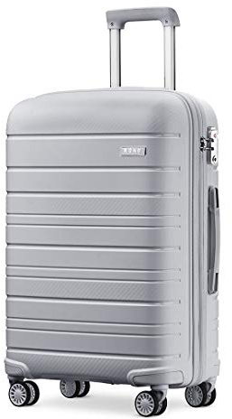 Kono Hartschalenkoffer, 71,1 cm, leicht, Extra groß, 100 l, Reisegepäck mit TSA-Schlössern und 4 Spinnrädern (Grau, 76 x 49 x 30 cm), grau, Koffer