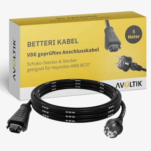 Avoltik 5 m Betteri Kabel geeignet für Hoymiles Stecker I VDE-zertifiziertes Photovoltaik Anschlusskabel für Solar Anlagen I Solarkabel mit Schuko-Stecker & Stecker geeignet für Hoymiles HMS BC07
