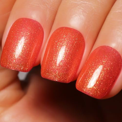 Imtiti Glitter Gel Nail Polish, 15ml Hot Pink Color UV/LED Soak Off Gel Polish Orange Pnk Nail Art Design Manicure Salon DIY Gel 1Pcs