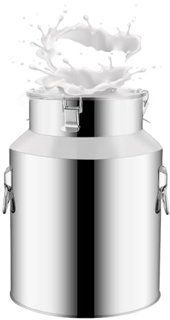 GoHaiDe 201 Stainless Steel Milk Jug with Lid Milk Jug Transport Jug Stainless Steel Container with Silicone Seal for Wine, Oil, Juice,Milk,7L