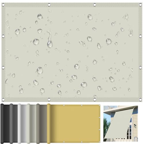 Vela Ombreggiante 180 x 300 cm Tenda a Vela Ombreggiante Telo, Impermeabile Rettangolare con Occhielli, Protección Rayos UV 98%, per Giardino Balcone Terrazza, Avorio
