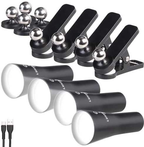Lunartec Leselampen Klemmleuchten: 4er-Set 3in1-Akku-Wand-, Klemm- und Taschenlampe, mit 3 Modi, schwarz (Flurlampen, Displayleuchte)