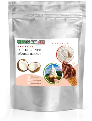 Gino Gelati Dänisches Softeis Pulver, fruchtiger Geschmack, verschiedene Geschmacksvarianten, schnell und einfach Zubereitet, Made in Germany, Eis selber machen (10 Kg, Kokosmilch)
