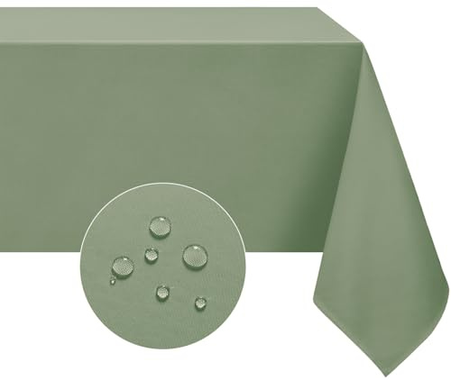 Softalker Sage Green Table Cloth Wipe Clean Tablecloth Rectangular 137x274 cm Large Water Resistant Table Cloths Washable Stain Resistant Table Cover for Party Birthday Festive Decorations Dining