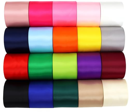 CEYERibon doble cara en raso cinta - 50mm assortimiento de colores únicos, 50mmX 1.8m cada uno, 36m Total, regalo envasado & cinta de oficios