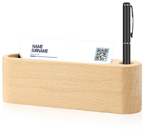 RoxNvm Kreative Visitenkartenständer, Visitenkartenhalter Holz Buche, Desktop Visitenkartenbox, kartenhalter ,Visitenkartenmappe, Einzelschicht Aufbau Für Ausstellung Zuhause Büro (A)