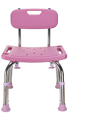 WTLONBF Sgabello da Doccia, sedie e panche da Doccia, Sedile per Vasca da Bagno con Schienale per Anziani, disabili e portatori di Handicap, Altezza Regolabile, Design Antiscivolo (Rosa)
