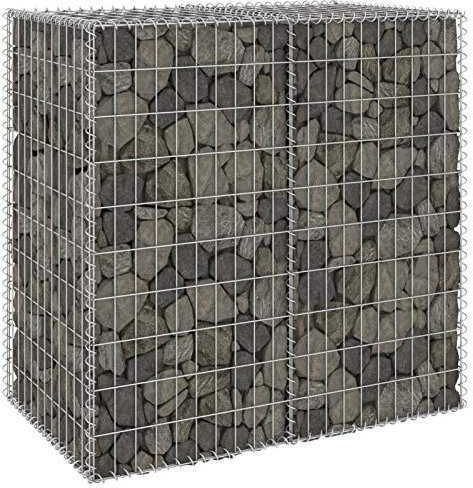 Lechnical Gabion Wall with Covers Galvanised Steel 100x60x100 cm,Gabion Wall with Covers,Stone Barrier Gabion,Cage Basket Retaining Wall Fence Protection Outdoor-147813
