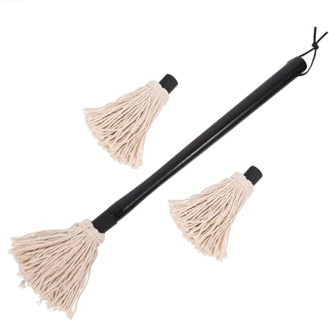 DECHOUS Brosse à Barbecue Réutilisable Et Balai à Badigeonner Manche En Bois, Grand Format, 2 Têtes De Rechange, Pour Grillades, Rôtis Et Cuisson Au Four, Pinceau Polyvalent Pour Badigeonnage Uniforme