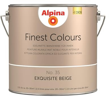 Alpina Finest Colours – No. 35 Wiege des Aromas – edelmatte Innenfarbe - Wandfarben für einzigartige Farbwirkungen und Raumstimmungen – Erlesenes Graubeige – 2,5 Liter