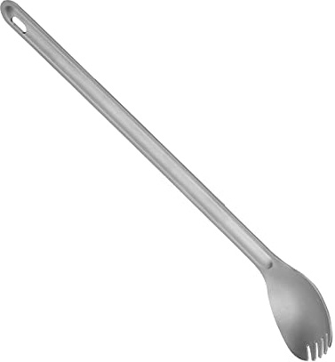 Titanium Long Handle Spoon Lightweight Camping Cutlery | for backpacking, outdoor fork spoon set, pot cooking utensil, reusable travel tab