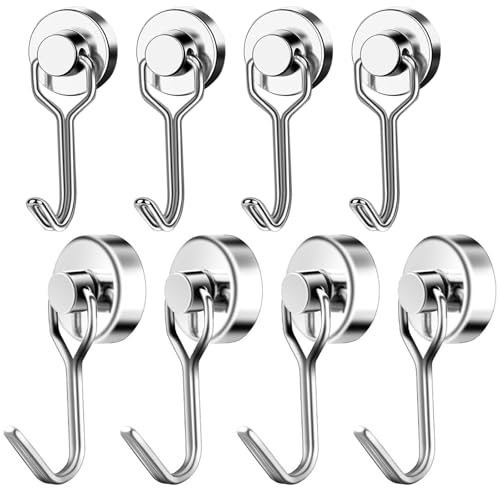 TOPCZY 8PCS Magnetic Hooks for Cruise Cabins, Magnetic Hooks Heavy Duty, Strong Swivel Swing Neodymium, Self Adhesive Heavy Duty for Hanging, Garage, Kitchen, Camping Van