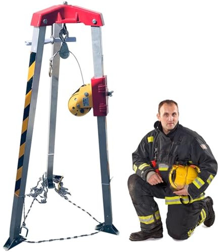 Générique Kit de trépied de Sauvetage avec treuil de 1 800 LB pour la Construction et l'industrie - Protection antichute et Sauvetage d'urgence - Équipement de Levage en Espace confiné (1 200/1 800/2