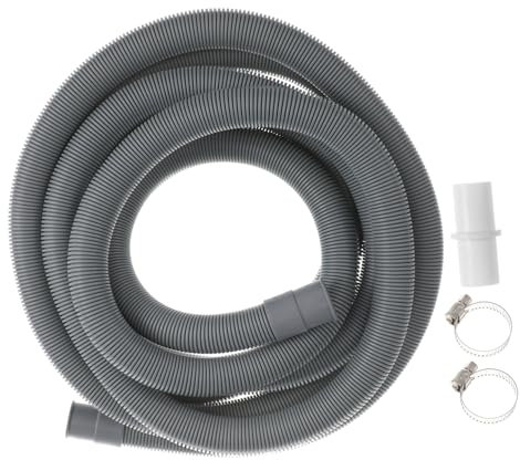 SEWACC 4-Meter Washer Drain Hose Extension Kit for Automatic Front Load Washing Machines Clamp Connector, Flexible Water Discharge Pipe Suitable for Household Laundry Drainage