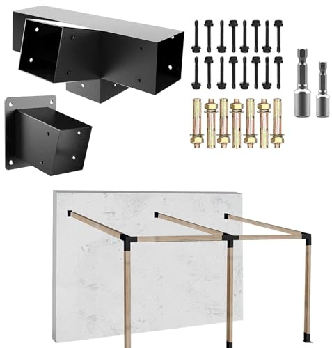 ITeVe.GD 15° Slanted Roof Pergola Brackets Kit,4-Way Angled Corner Bracket with Wall Mount Post Base for 4x4 (Actual:3.5x3.5) Lumber for Pergolas,Gazebos,Porchs(White,2 Pack)