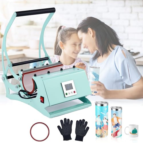 Tumbler Heat Press Machine for Sublimation, Suitable for 255.1 g-850.5 g Tumbler and Mugs, Includes Tape and Gloves
