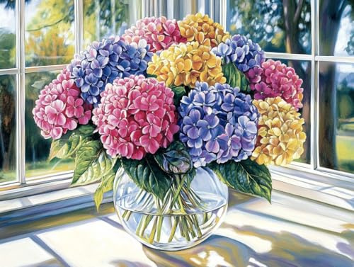 5D Diamond Painting Ortensia Diamond Painting Kit Completo Pianta Pittura a Diamante Hobby Creativi Adulti Bambini DIY Ricamo a Punto Diamantini Crystal Art, per Decorazione Pareti 70x100cm h-991