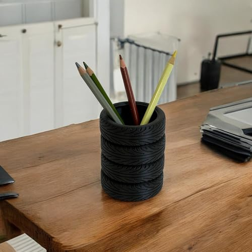 Generisch Schreibtisch Stifteköcher in Reifenform - Reifenstapel Stifthalter – Schreibtisch Organizer & Büro Deko – Geschenk für Mechaniker, Werkstätten, Autohäuser & Väter