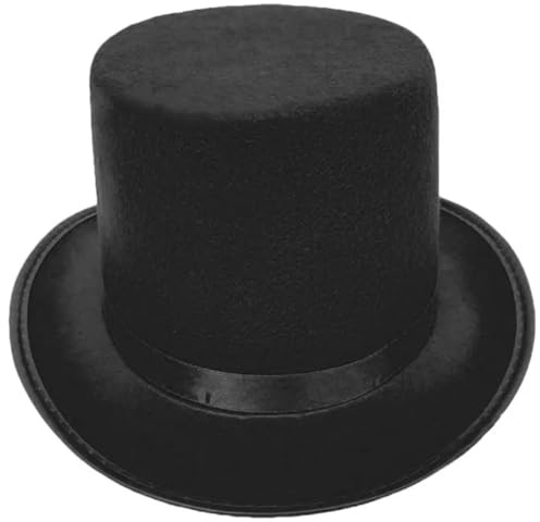 DJSKLDF Cylinderhatt Klä upp Trollkarl för Kvinnor Män Tema Party Med Rullad Brätte Herrar Gentleman-Kostym (Svart, L)