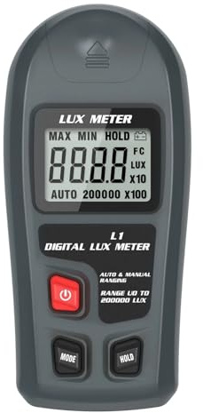luxmetro digitale, Luxmetro Digitale Illuminometro 0200.000lux LCD Tascabile Luce Lux/FC Misuratore Sensore Fotometro per Case Agricoltura Magazzini(L1)