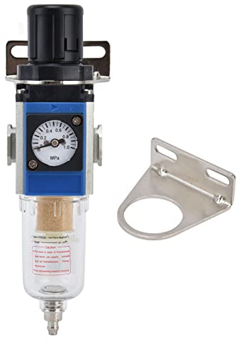 TICFOX Compressed Air Pressure Regulator, Air Compressor Filter High Accuracy Self Locking Pressure Regulator with Gauge 10CC Cup Capacity for Workshop Garage (GFR200-08)