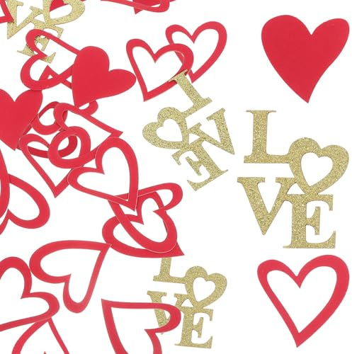 NUOBESTY 100 Piezas Confeti de Papel para Decoración de Bodas y Fiestas Adornos Románticos Rojo y Dorado para Mesas Confeti Ligero y Fácil de Esparcir para Aniversario y Día de San Valentín