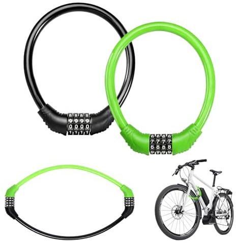 Lot de 2 cadenas à combinaison pour enfant - Haute sécurité - Cadenas à combinaison à 4 chiffres - Pour scooter et vélo