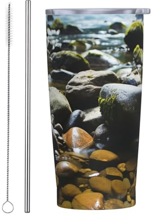 PAQOLSMCKR Tumlare i rostfritt stål med lock 20 oz vakuumisolerad glas strömma stenar kaffemugg för resor återanvändbar bilkopp dubbelvägg isolerad kopp för kaffe