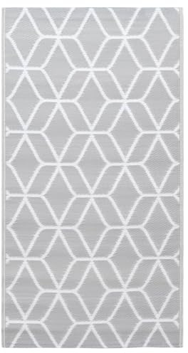 Gecheer Tappeto da esterni, ARAKIL grigio 190x290 cm in PP per terrazzo e giardino