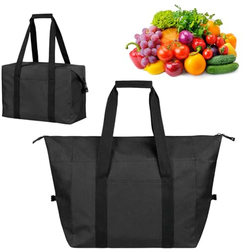 SrgPui Insulated Shopping Bag, Freezer Bags for Shopping, Insulated Shopping Bags for Frozen Food, Foldable Thermal Bag for Camping Picnics Lunch Carry（47x29cm）