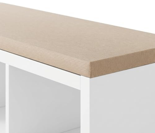 Clutter Cover Sitzkissen Cord für Kallax Regal, Sitzauflage für 2er, 3er & 4er Kallax, Sitzbank Auflage mit waschbarem Bezug aus Cord-Stoff, Bankauflage (Beige, 147 x 39cm)