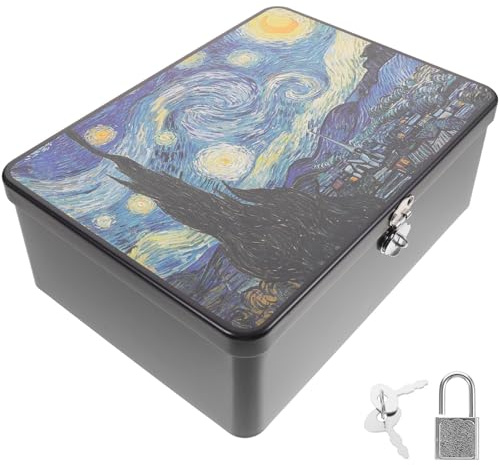 WHAMVOX Personalised Tin Small Tin Box with Lock and Key Sturdy Tinplate Storage Box with Hinged Lid and Good Sealing Effects Decorative Jewellery Organizer for Home and Office Use