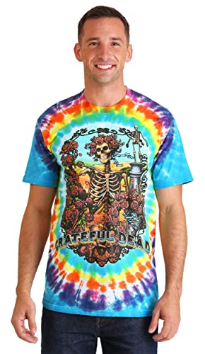 Liquid Blue Men's Grateful Dead Rainbow Bertha Tie Dye Short Sleeve T-Shirt, Multi Tie Dye, Large