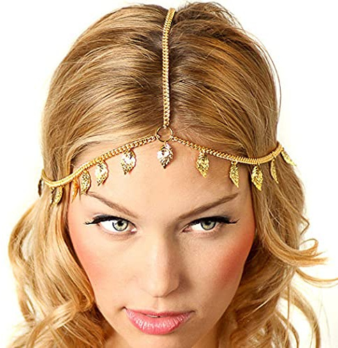 Yean Haarschmuck Kopfkette mit Blättern Anhänger für Frauen und Mädchen