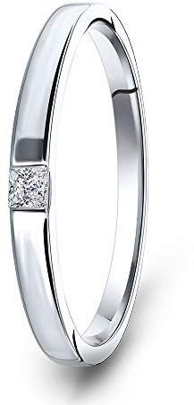 MIORE Ring für Damen Schmuck Weißgold 9 Karat/ 375 Gold Diamant Solitär VerlobungsRing für mit Diamant Prinzessschliff 0.06 ct