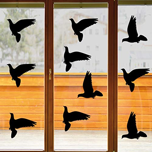 GreenIT 10 Aufkleber 25cm Warnvogel Vogel Schreck Fenster Glas Scheibe Schutz Deko Folie (schwarz, Taube)